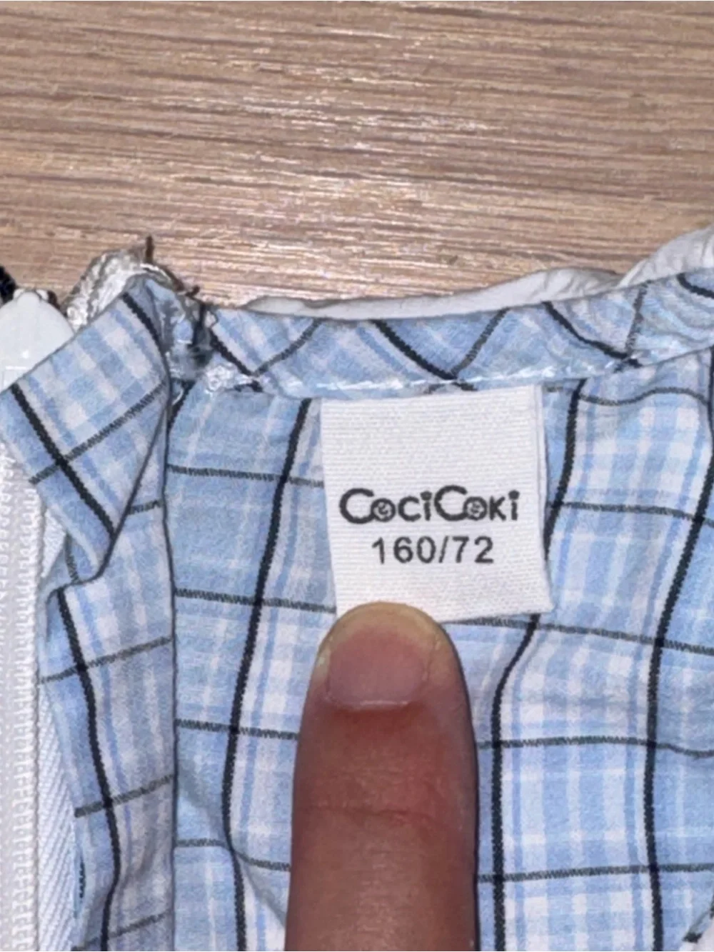 Blue Checked Girls' Dress with White Peter Pan Collar